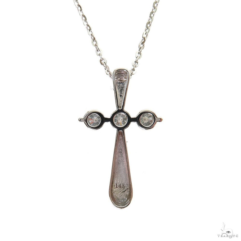 3 Stone Diamond Cross Necklace (Lab) 69783 - Image 4