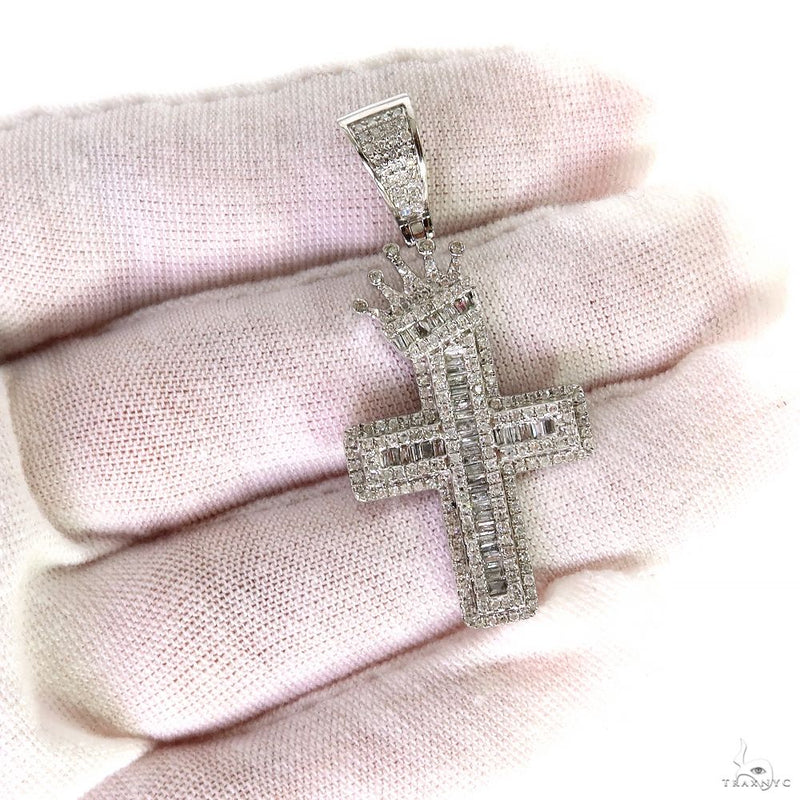 Baguette Diamond Crown Cross Pendant 69950 - Image 7
