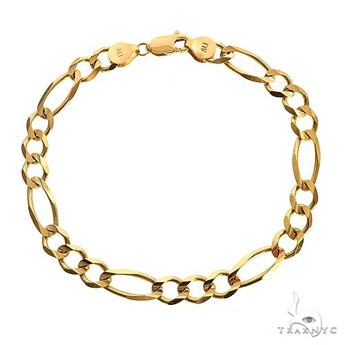 10k Yellow Gold Solid Figaro Link Bracelet 6.5mm 8 Inches 69974 - Image 1
