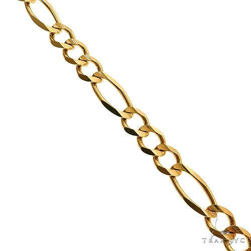 10k Yellow Gold Solid Figaro Link Bracelet 6.5mm 8 Inches 69974 - Image 3