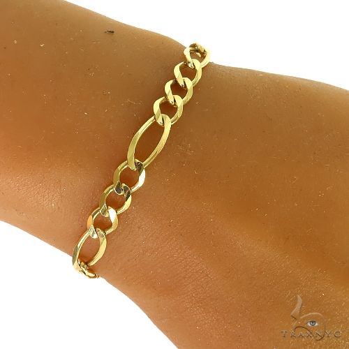 10k Yellow Gold Solid Figaro Link Bracelet 6.5mm 8 Inches 69974 - Image 6
