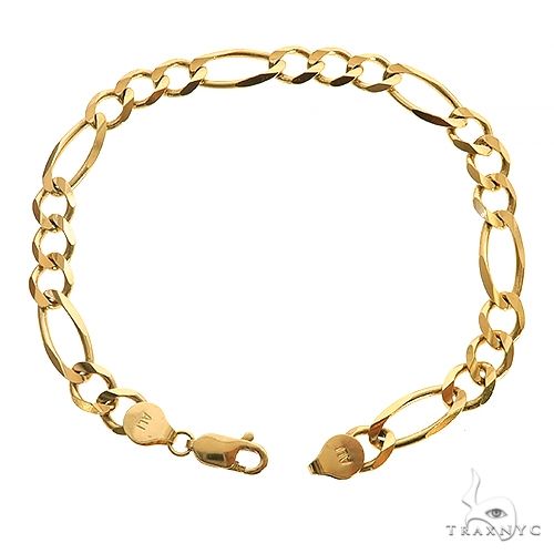 10k Yellow Gold Solid Figaro Bracelet 7.6mm 9 Inches 69975 - Image 2