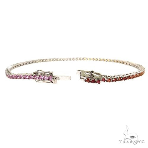 5 Pointer Rainbow Sapphire Tennis Bracelet 68572 - Image 2