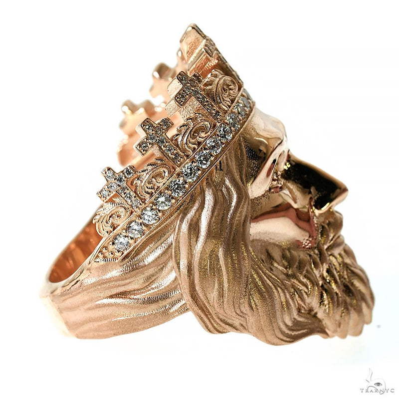 TraxNYC 14k Gold Jesus Head Ring 70037 - Image 4