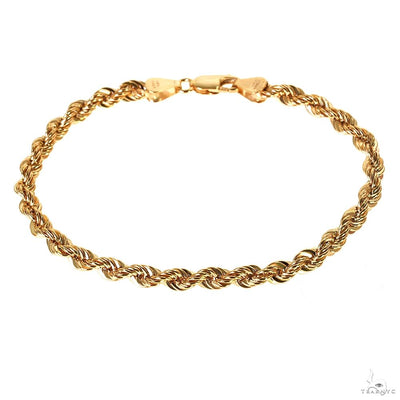 14k Yellow Gold Hollow Rope Link Bracelet 4.7mm 8 Inches 70075 - Image 1