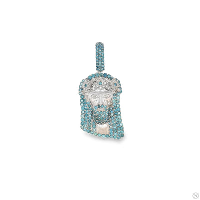 TraxNYC's Blue Diamond Jesus Head Pendant Mini 70191 - Image 1