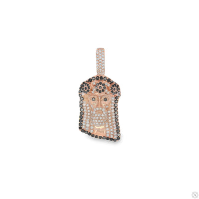 TraxNYC's Black and White Diamond Jesus Head Pendant Mini 70192 - Image 1