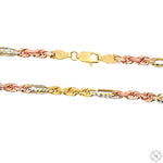 14K Three Tone Gold Solid Figarope Link Chain 20 Inches 3mm 70300 - Image 4