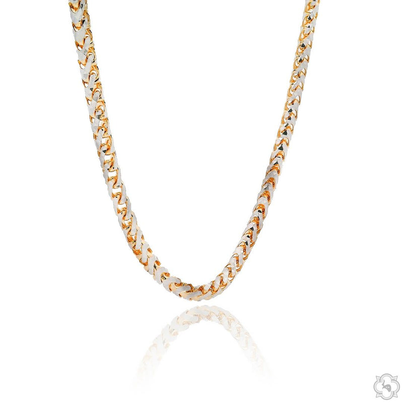 14K Two Tone Gold Diamond Cut Franco Chain 70317 - Image 2