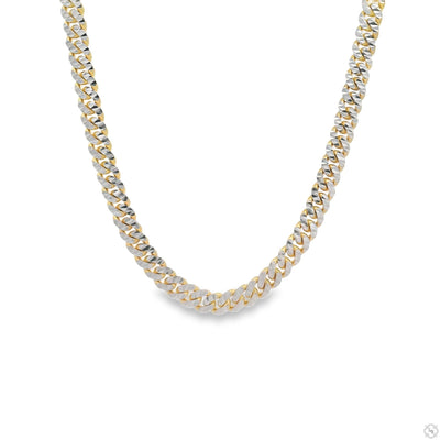 14k Gold Two Tone Diamond Cut Miami Cuban Link Chain 70321 - Image 1