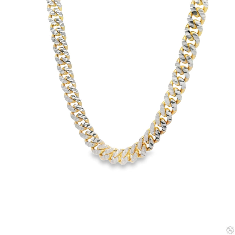 14k Gold Two Tone Diamond Cut Miami Cuban Link Chain 70323 - Image 1