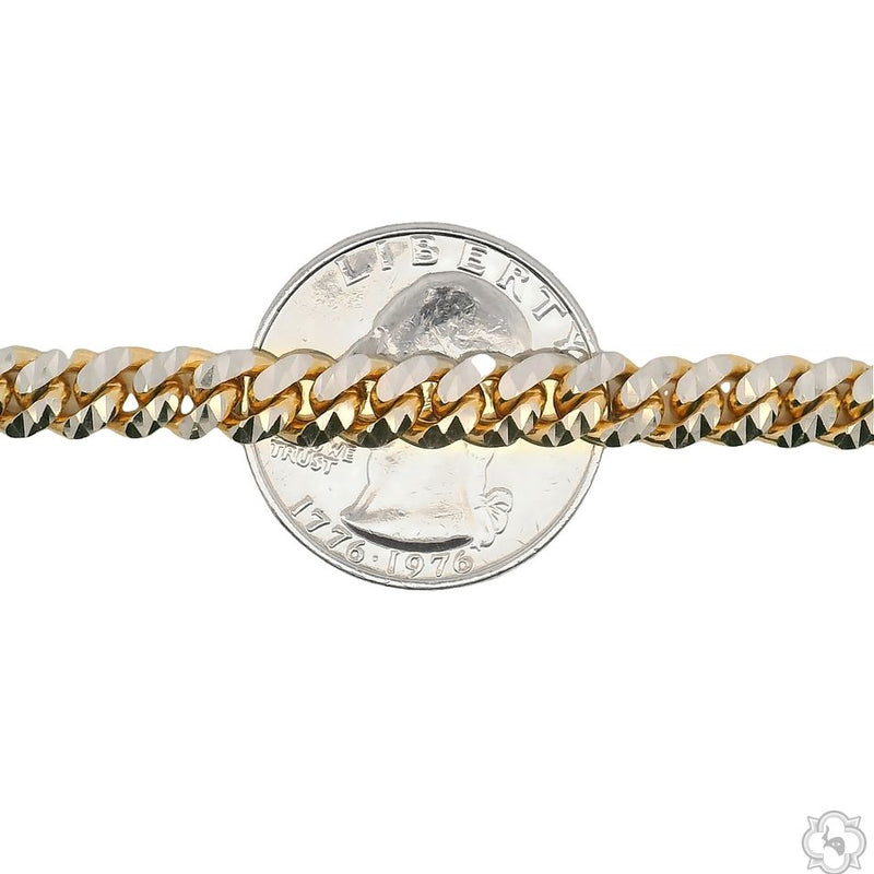 14k Gold Two Tone Diamond Cut Miami Cuban Link Chain 70323 - Image 5