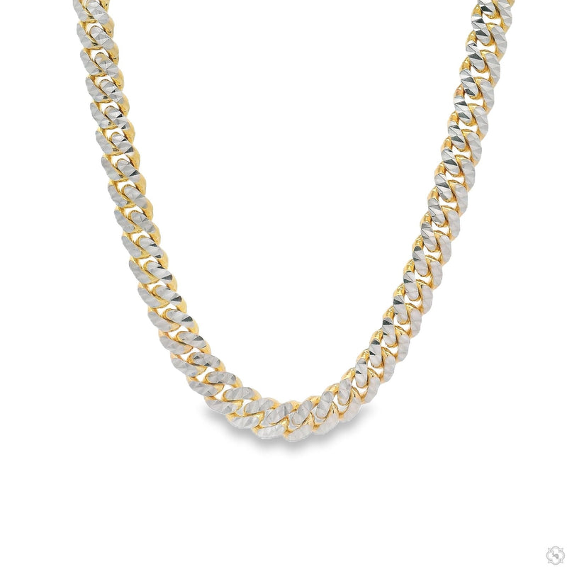 14k Gold Two Tone Diamond Cut Miami Cuban Link Chain 70324 - Image 1