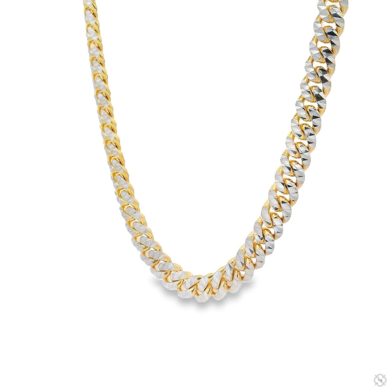 14k Gold Two Tone Diamond Cut Miami Cuban Link Chain 70324 - Image 3