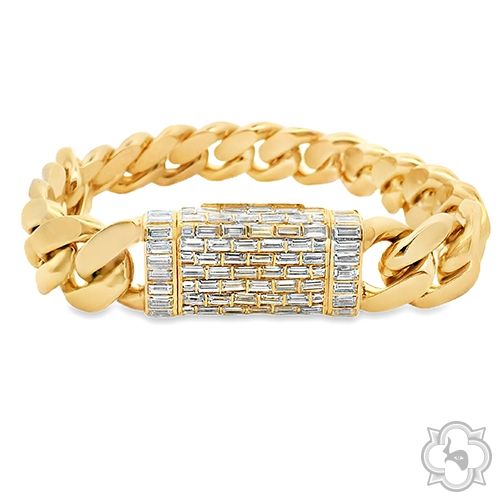 Custom Made Baguette Diamond Lock Miami Cuban Link Bracelet 70348 - Image 2