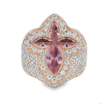 Iceberg Pink Quartz Crystals Diamond Ring 70368 - Image 1