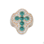 Iceberg Celestial Teal Quartz Crystals Diamond Ring 70372 - Image 1