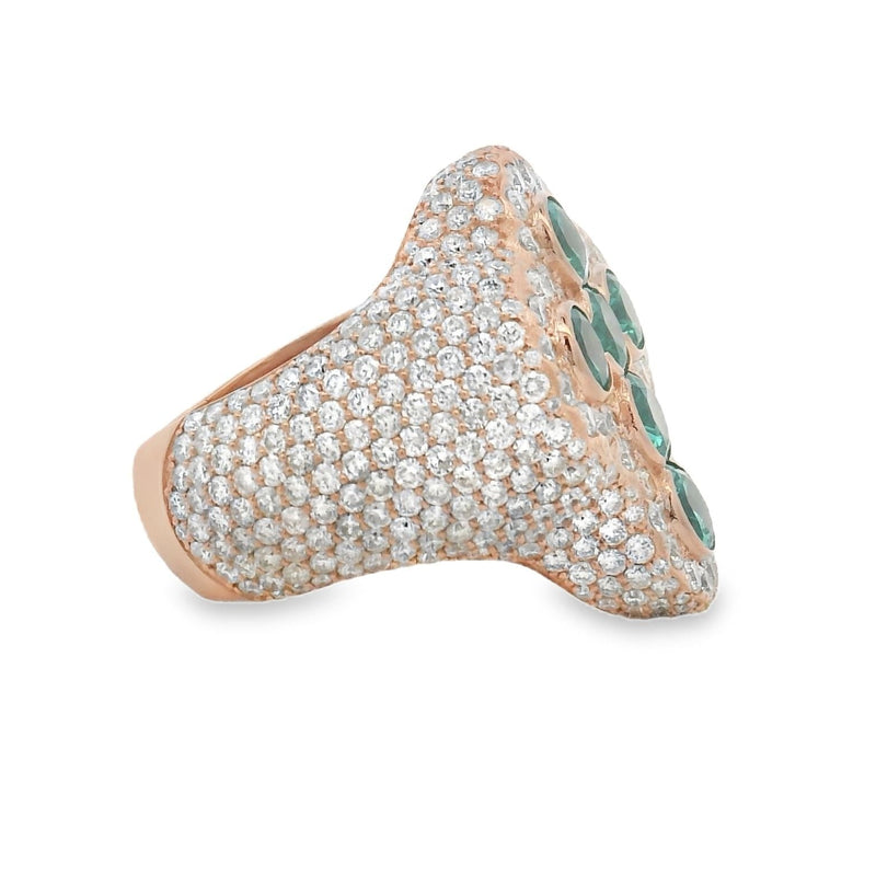 Iceberg Celestial Teal Quartz Crystals Diamond Ring 70372 - Image 4