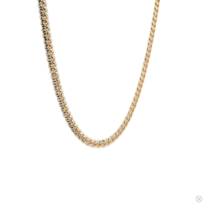 14k Gold Two Tone Diamond Cut Miami Cuban Link Chain 70383 - Image 3