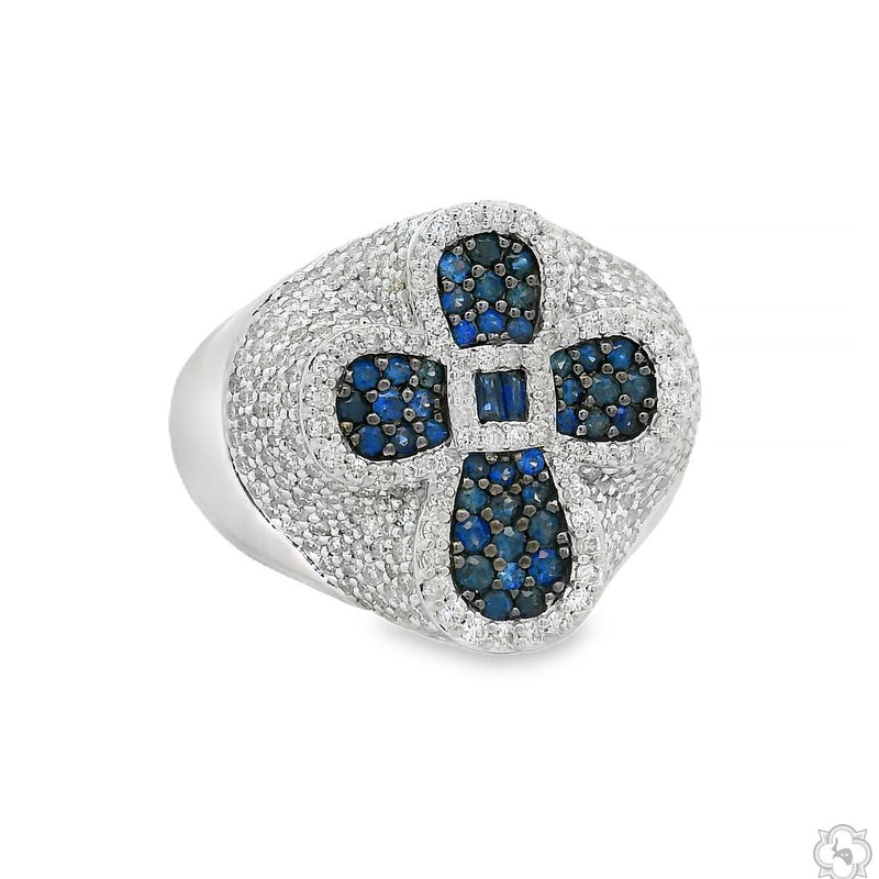 Sapphire Cross Diamond Ring 70420 - Image 2