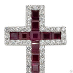 Blood Red Princess Cut Sapphire Diamond Cross 70423 - Image 2