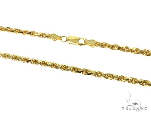 14K Yellow Gold Diamond Cut Solid Rope Link Chain 20 Inches 3.5mm 70431 - Image 2