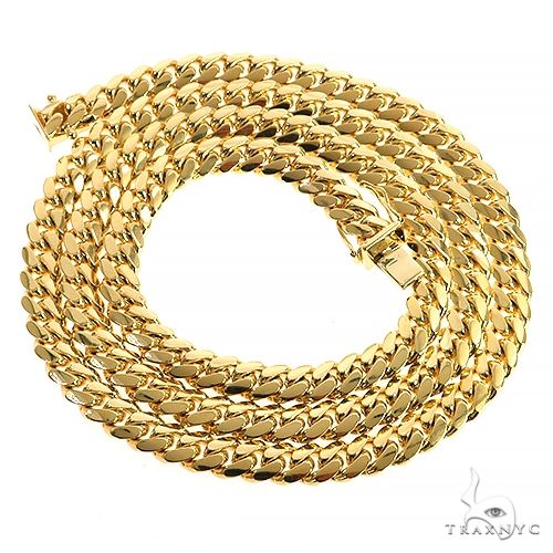 18k Solid Yellow Gold Miami Chain 24 Inches 7mm 70514 - Image 3