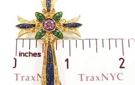 Ladies Flower Gemstone Cross 9063 - Image 6