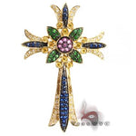 Ladies Flower Gemstone Cross 9063 - Image 1