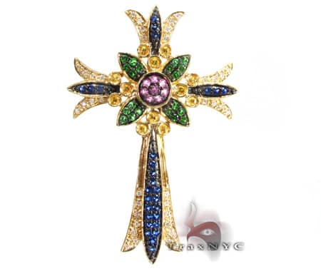 Ladies Flower Gemstone Cross 9063 - Image 1