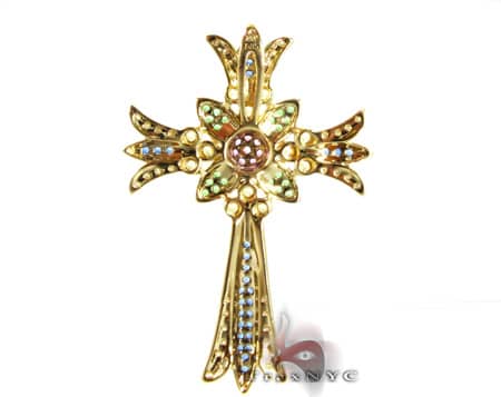 Ladies Flower Gemstone Cross 9063 - Image 4
