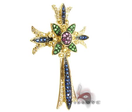 Ladies Flower Gemstone Cross 9063 - Image 2
