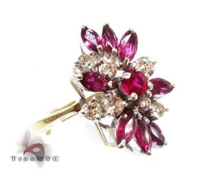 Ladies Flower Ruby Ring 9581 - Image 1