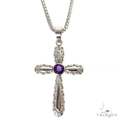 Amethyst Sanctity Cross Pendant Set 69682 - Image 1