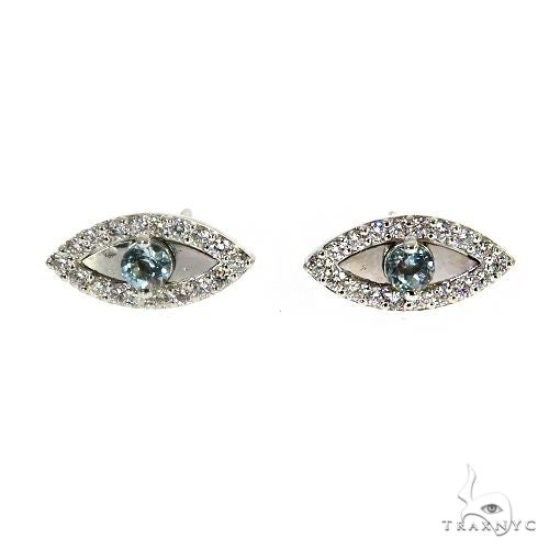 Aquamarine Diamond Evil Eye Earrings 67832 - Image 1