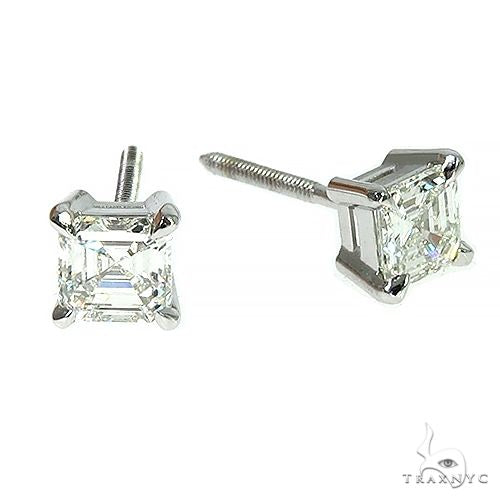 Asscher Cut Diamond Stud Earrings 66404 - Image 3