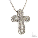 Baguette Diamond Cross Pendant Set 68626 - Image 2