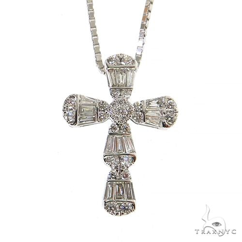Baguette Diamond Cross Pendant Set 68628 - Image 2