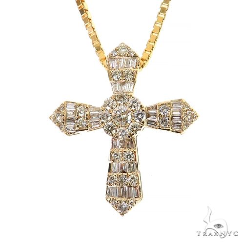 Baguette Diamond Cross Pendant Set 68630 - Image 1