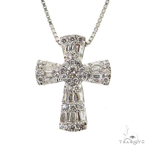 Baguette Diamond Cross Pendant Set 68632 - Image 1