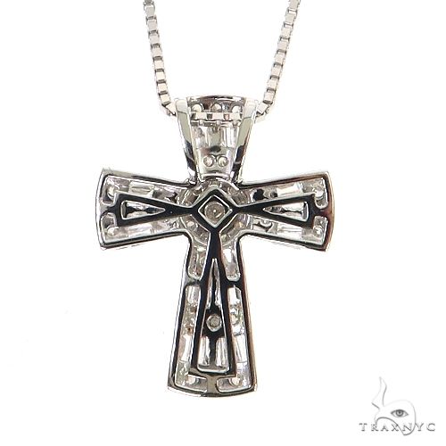 Baguette Diamond Cross Pendant Set 68632 - Image 4