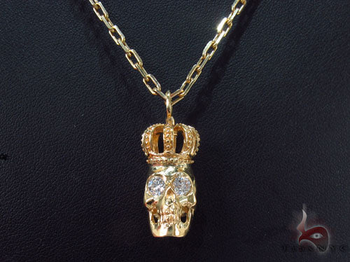 Bezel Diamond Crown Skull Pendant 34380 - Image 10