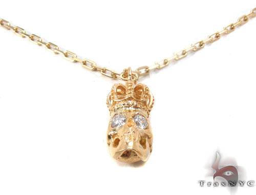 18K Yelow Gold Skull Crown Diamond Set 34381 - Image 1