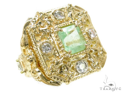 Bezel Diamond Emerald Angel Ring 39843 - Image 1