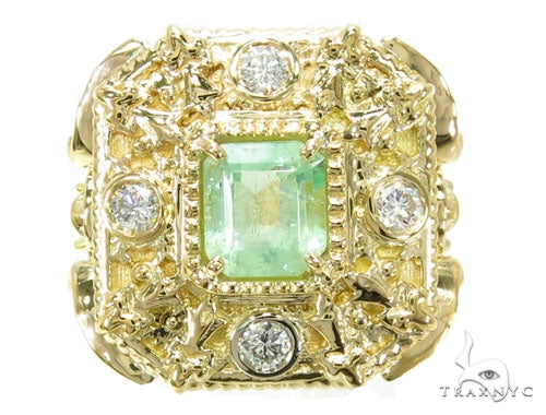 Bezel Diamond Emerald Angel Ring 39843 - Image 2
