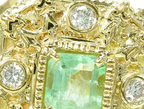 Bezel Diamond Emerald Angel Ring 39843 - Image 3