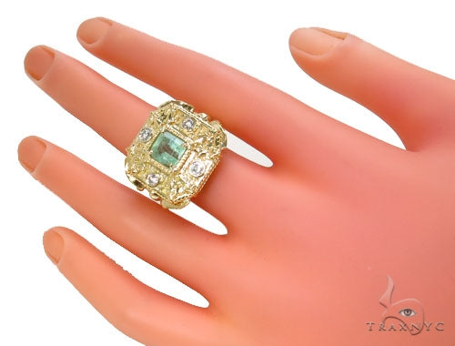 Bezel Diamond Emerald Angel Ring 39843 - Image 7