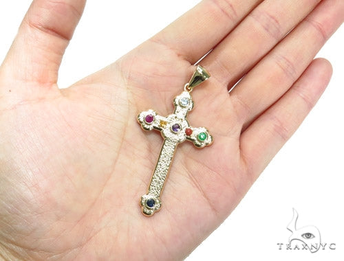 Bezel Diamond Gemstone Cross Crucifix 41193 - Image 7