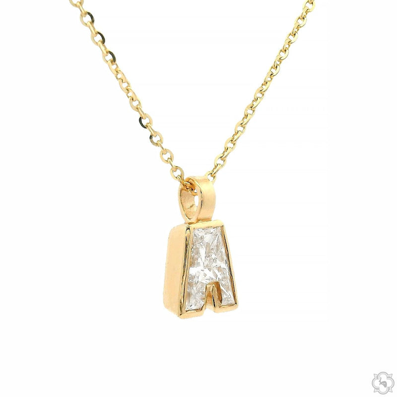 Bezel Diamond Letter Necklace 70857 - Image 2