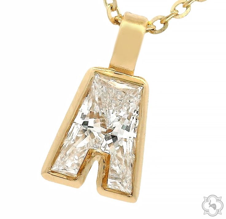 Bezel Diamond Letter Necklace 70857 - Image 3